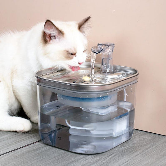 2L Cat Water Fountain, Smart Pet Water Fountain with Filter Element, Visual Water Level Pet Drinking Fountain, Pet Feeding Supplies for Cats and Dogs