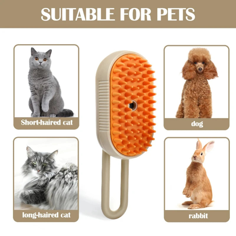 Pet Steam Brush Cat Dog Cleaning Steamy Electric Spray Massage Comb 3 in 1 Hair Removal Grooming Supplies Pet Accessories