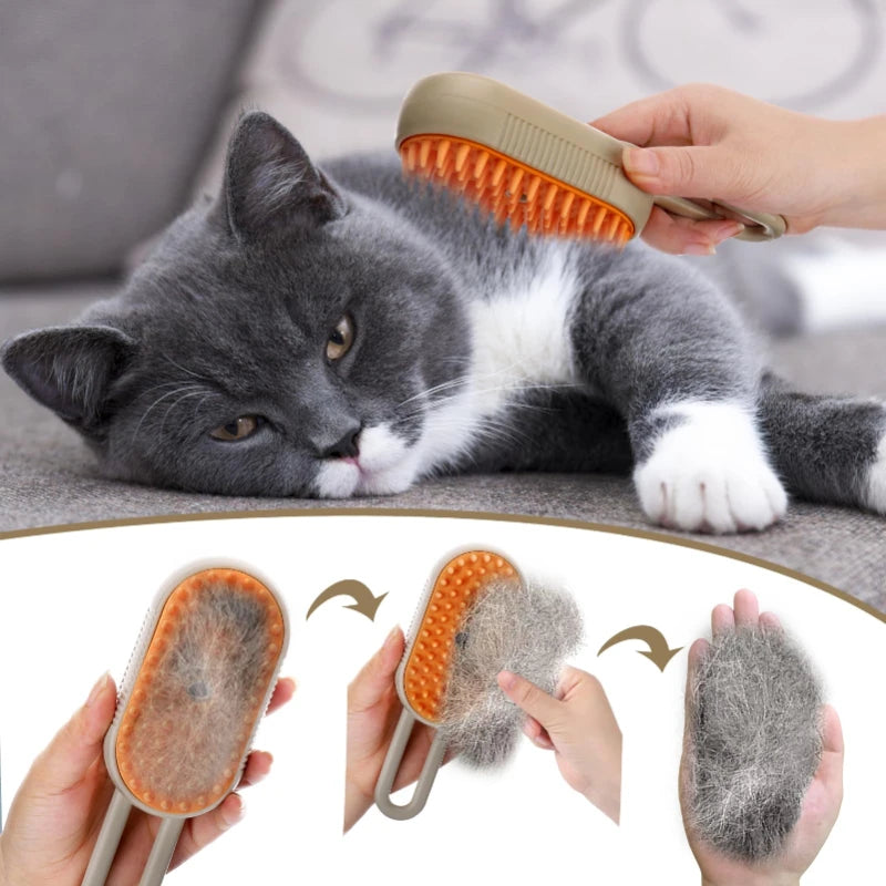 Pet Steam Brush Cat Dog Cleaning Steamy Electric Spray Massage Comb 3 in 1 Hair Removal Grooming Supplies Pet Accessories