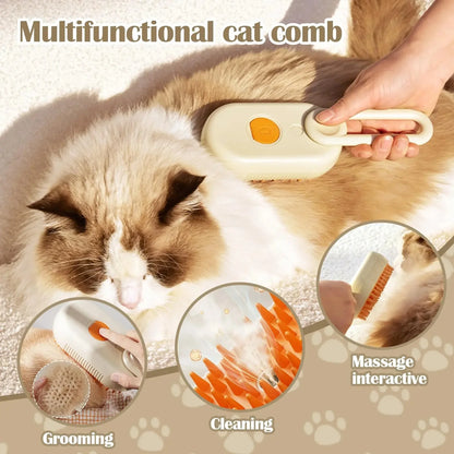 Pet Steam Brush Cat Dog Cleaning Steamy Electric Spray Massage Comb 3 in 1 Hair Removal Grooming Supplies Pet Accessories