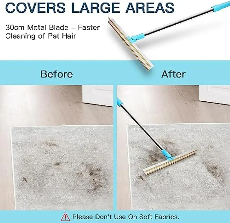 FurSweep 180° Telescopic Carpet Rake for Pet Hair Removal